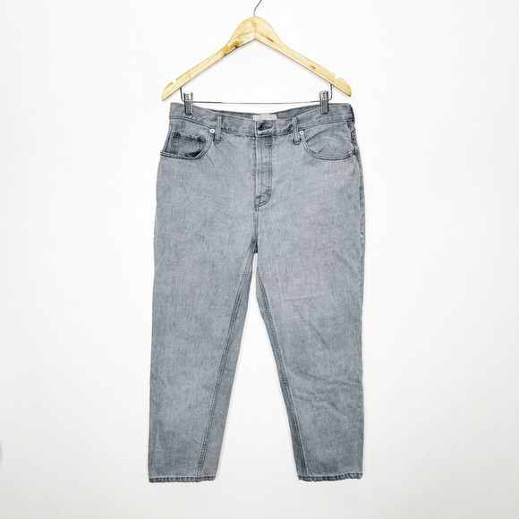 EVERLANE THE 90'S CHEEKY JEAN Gray ORGANIC COTTON high rise womens 30 CROP - Picture 2 of 10